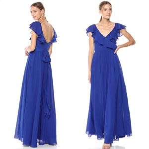 CARMEN MARC VALVO Tie Back Chiffon Gown